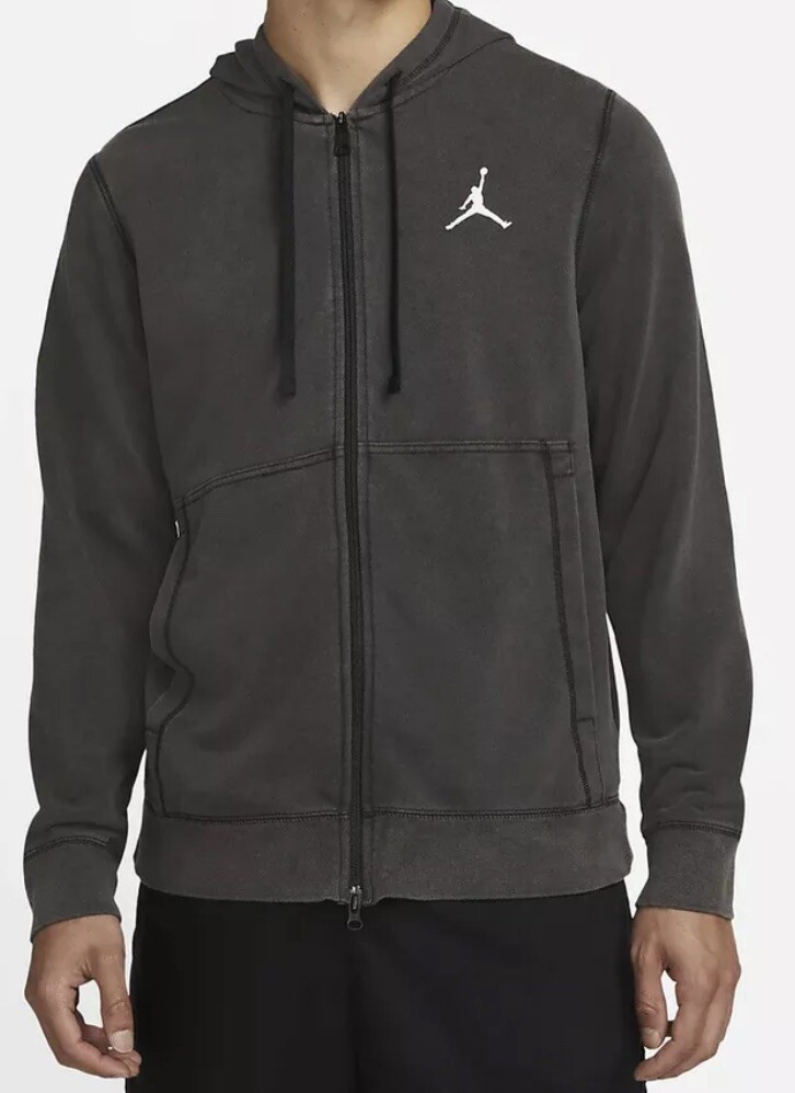 Nike Jordan Dri-Fit Air Men's Fleece Full Zip Hoodie Sweatshirt Black White  FRES