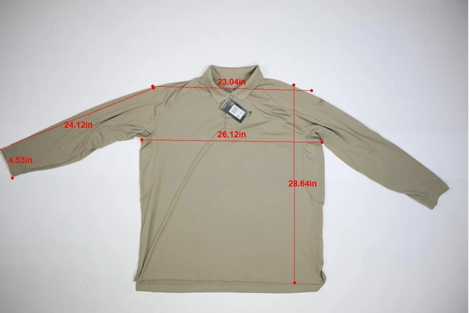 5.11 Rendimiento táctico manga larga polo uniforme plateado tostado para hombre 2XL Foto 2 de 4