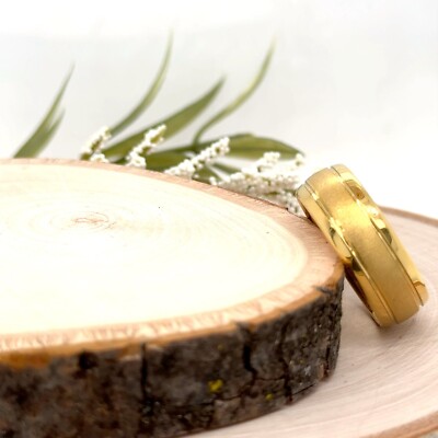 8mm Sleek Gold Tungsten Christmas Gifts Ring Sandblasted Texture Elegant Band