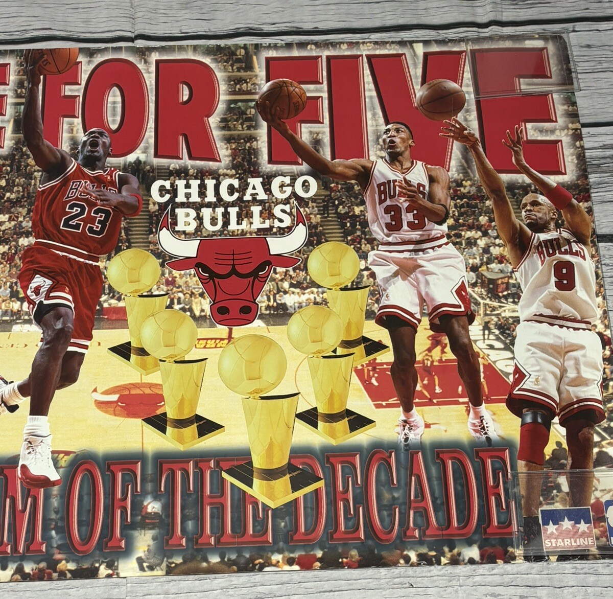 90s Bulls Poster The Drive for Five Jordan Rodman 1997