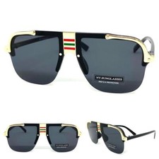 Mens Classic Retro Hip Hop Rapper Style SUN GLASSES Black  Gold Frame Dark Lens