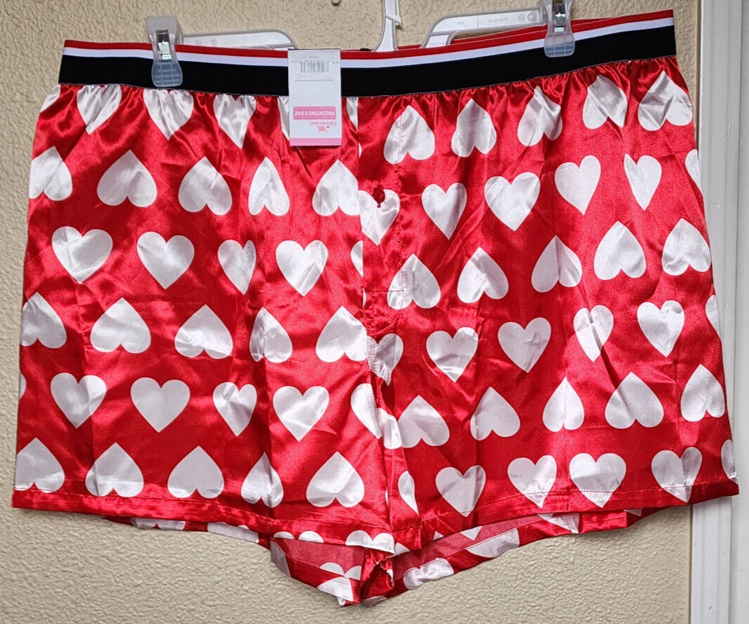 Way to Celebrate! Men's Valentines Day Boxers Red Shorts Hearts Size 2XL  (50-52)