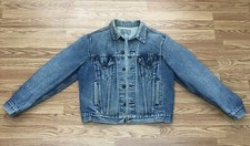 Vintage Levis Trucker Jacket Mens Blue Denim USA Made 80's NO TAG GREAT FADE