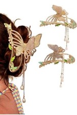 2Pcs Butterfly Hair Claw Clips Large Non Slip Strong Metal Butterfly Hair Clips