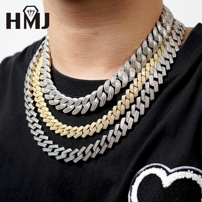 MOISSANITE Real Miami Eslabón Cubano Hip Hop Pulsera Cadena Plata 925 Collar Regalo Foto 2 de 4