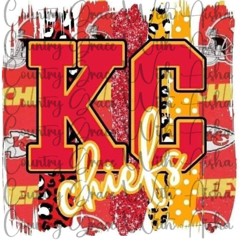 HANDMADE Sublimation Transfer KC Chiefs Football Ready To Press Heat Transfer