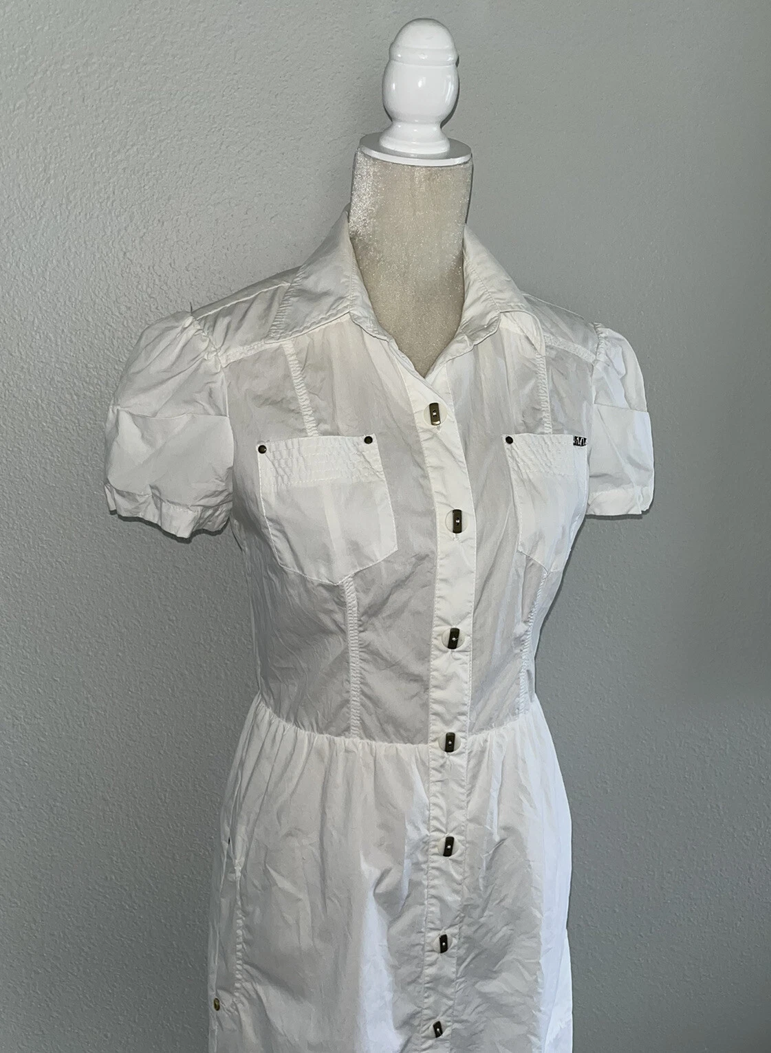 VALENTINO Abito camicia Maria Valentina cotone bianco manica corta bottoni linea A elegante XS