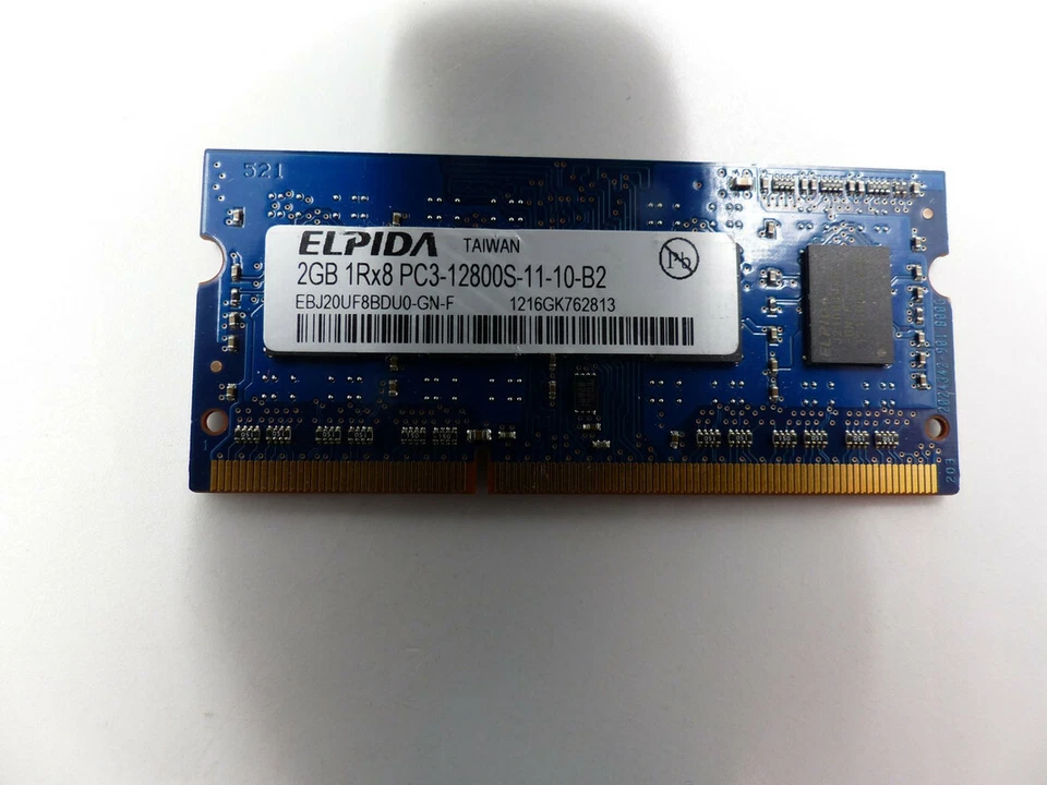 3* ELPIDA 2GB 1RX8 PC3-12800S-11-10-B2 MEMORY CARD EBJ20UF8BDU0-GN-F 1217 - Image 2 of 2