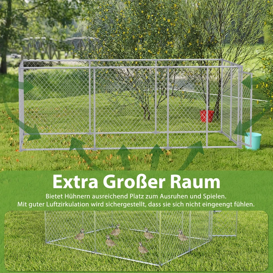Hundekäfig Hundezwinger Hundehütte Hundehaus Drahtkäfig mit Tür Verzinkter Stahl - Bild 4 von 4