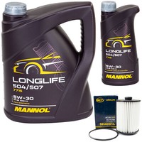 MotoröL Set Mannol 5W30 Longlife 6 Liter + ÖLfilter FüR Skoda Superb Vw Passat
