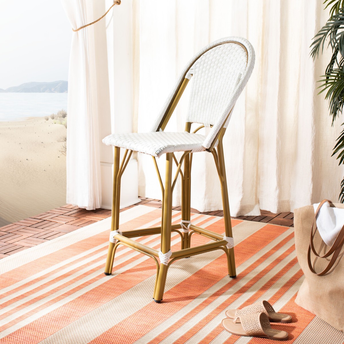 SAFAVIEH Outdoor Collection Gresley French Bistro Counter Stool