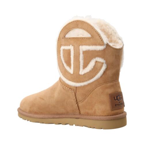 Ugg x Telfar Mini Ankle Boot Brown Shearling Suede Pull On Flat Heel Comfort - Picture 6 of 11