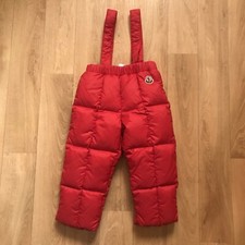 Baby Kids MONCLER Snow Pants Down Ski Puffer Winter RED Boys Girls Size 12-18 M