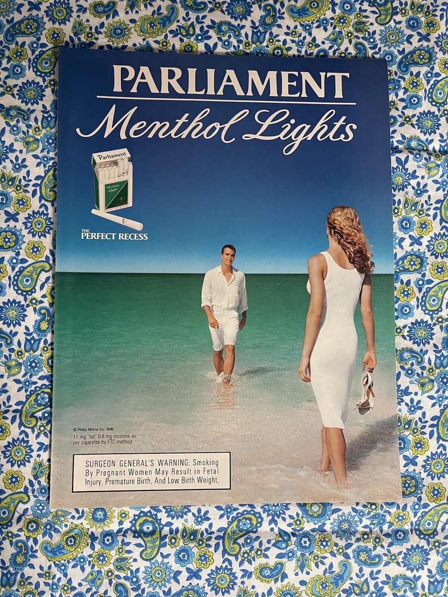 parliament menthol cigarettes price Vintage 1998 Parliament Cigarette Print Ad Menthol Lights Man Woman Beach