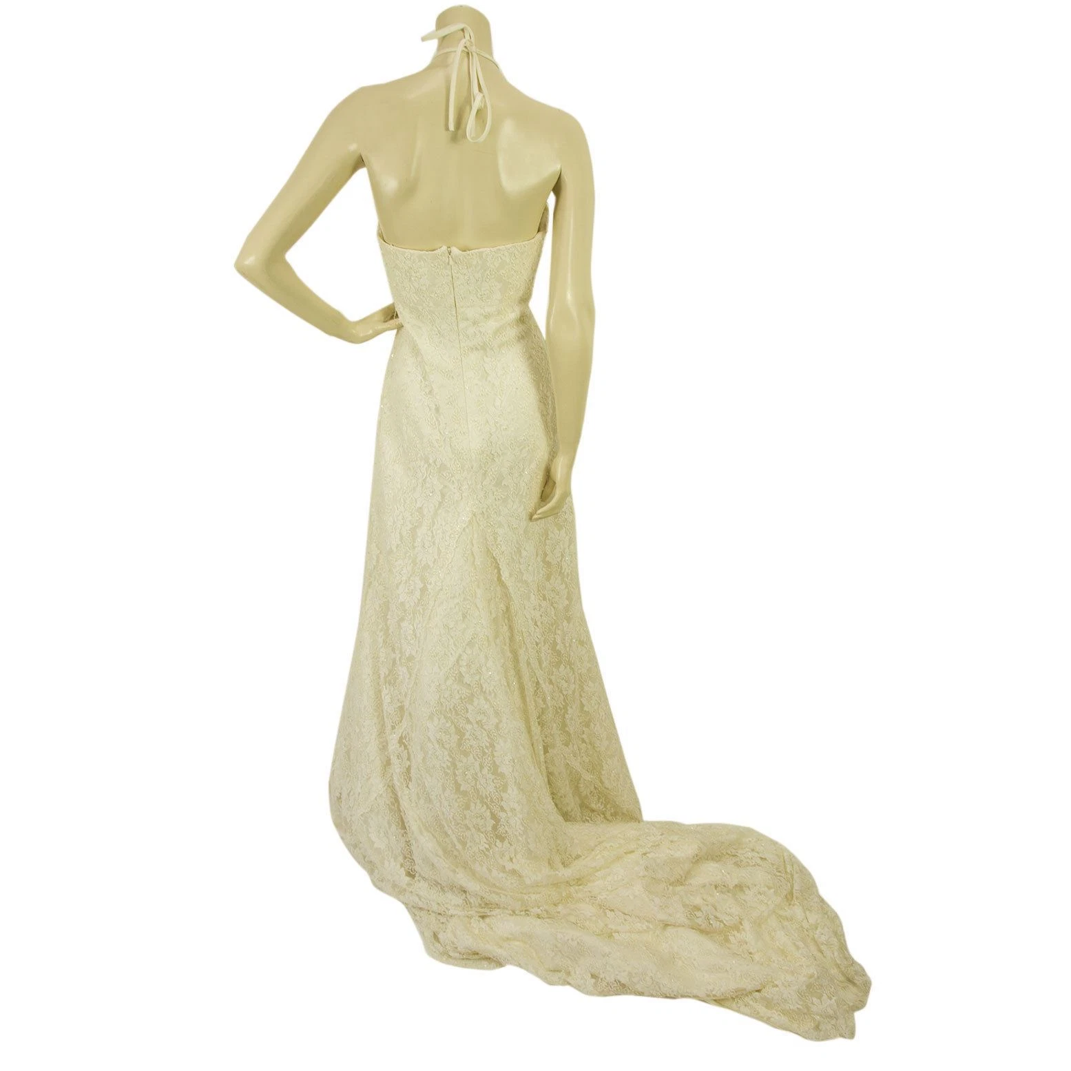 OFF WHITE Abito da sposa Pronovias bianco con perline lunghezza pavimento abito in pizzo 42 it