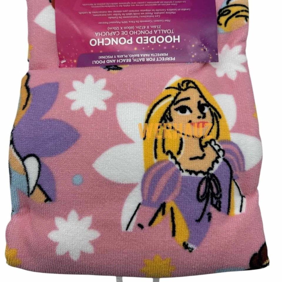 Poncho toalla con capucha para baño Princesa Ariel Belle Cenicienta floral niñas reales Foto 2 de 3