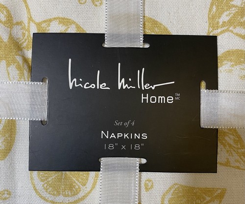 X4 Nicole Miller Home NEW!!! Cotton Napkins LEMON Citrus 18” - Picture 4 of 7