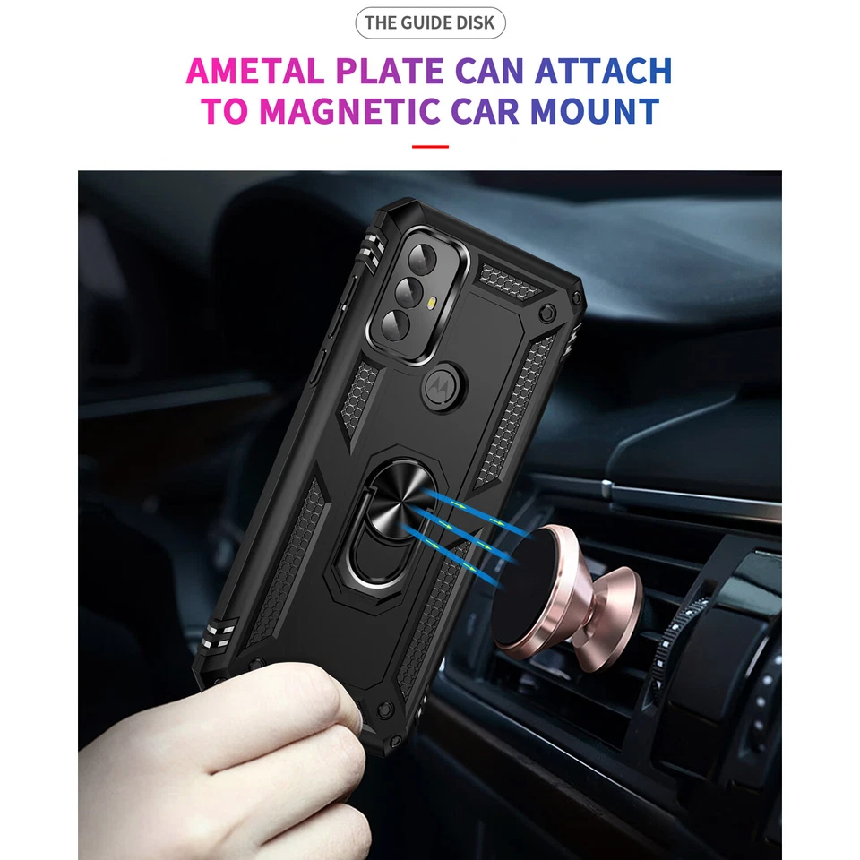 Funda con anillo magnético de metal para Motorola Moto G Play 2023 + vidrio templado Foto 2 de 4
