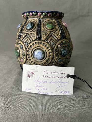 ART NOUVEAU ERA AMPHORE MIT JUWELEN KERAMIKVASE 1920ERer - Bild 6 von 7