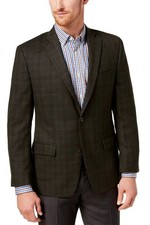 Michael Kors Mens Sim Fit Wool Plaid Sport Coat 40 Regular Green/Brick NWT 350