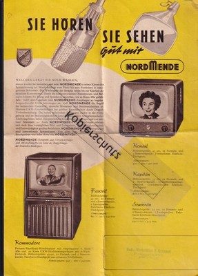 Prospekt Sie hören und sehen gut mit NORDMENDE Fernseher Radio Fotos Preise 1954