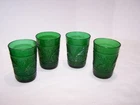Vtg Anchor Hocking Forest Green Sandwich Glass Tumbler 9 Oz Set Of 4