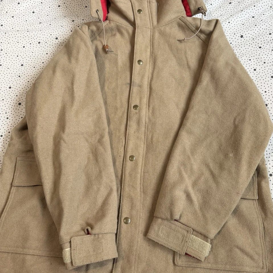 Abrigo L.L.Bean Vintage Años 80 Para Hombre XL Rojo Tostado Lana Anorak Tareas Con Capucha Foto 4 de 4