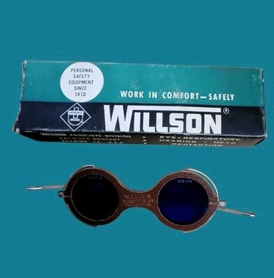 Antique Wilson Furnace Glass Welding Safety Glasses WB H Rare