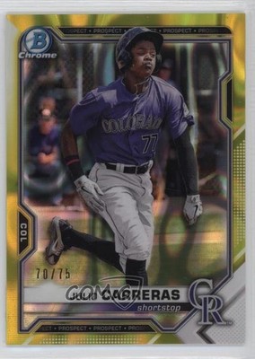 2021 Bowman Draft Chrome Yellow Lava Refractor 70/75 Julio Carreras #BDC-30 16zo