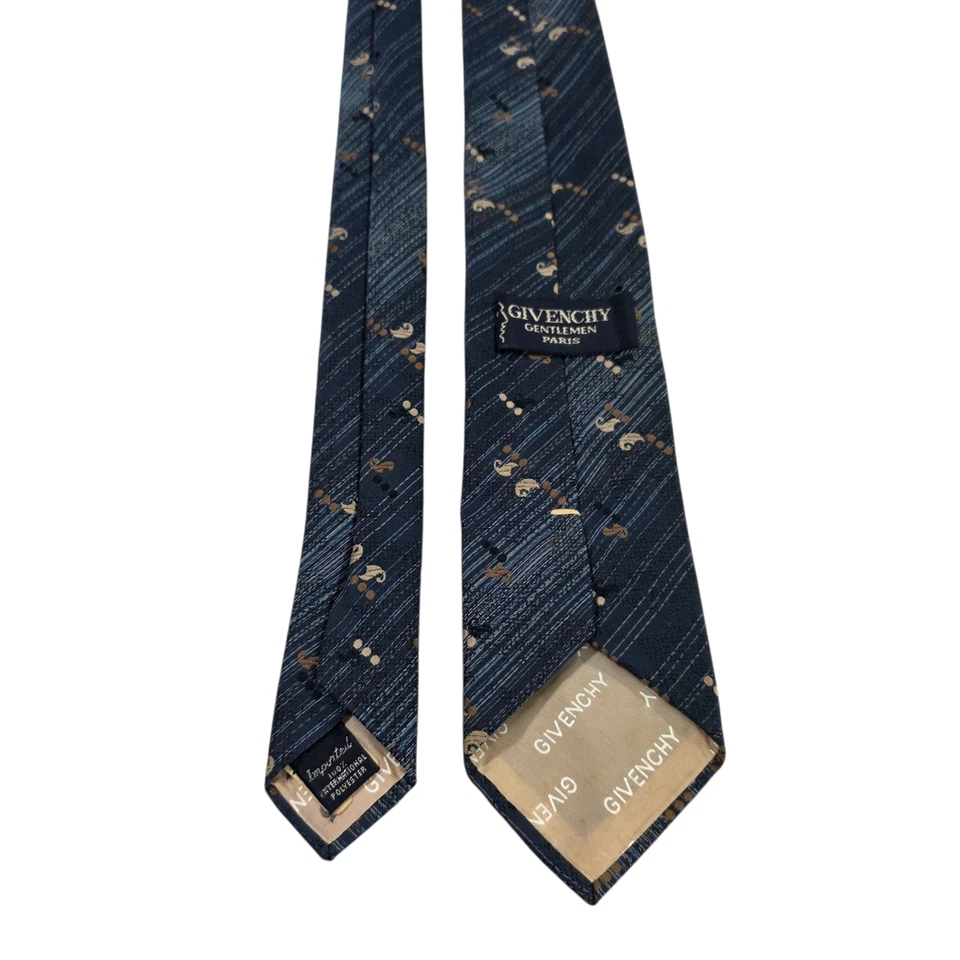 Corbata corta de negocios Givenchy para hombre talla única azul poliéster a rayas bordada Foto 2 de 4