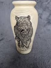 Carved Vase Depicting A Tiger Family