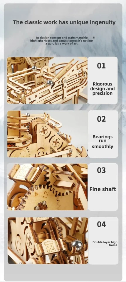 3D Jigsaw Wooden Puzzle Mechanical Track Ball Simulation 3D Model DIY Toy Gift - Image 4 of 4