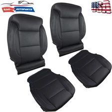 Driver Passenger Bottom Top Leather Seat Cover Blk For 15-19 Silverado 1500 2500