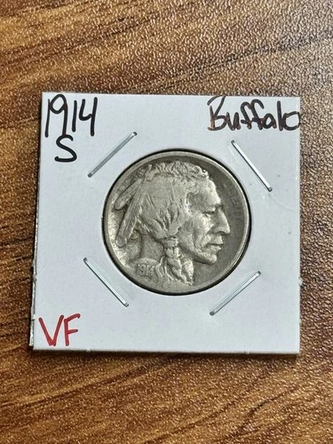 1914 S Buffalo Nickel Original VF Very Fine U.S. 5c Type Coin (Raw14673)