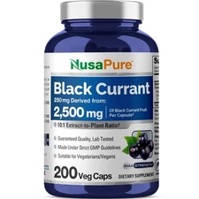 NusaPure Black Currant 10:1 Extract, 250 mg Equivalent to 2,500mg, per Veg Caps