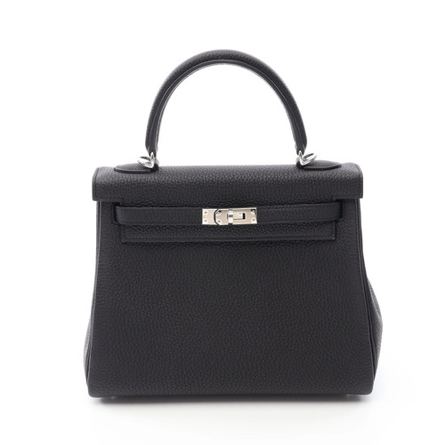 Hermes Kelly 25 Handbag Black Leather #RCB10643