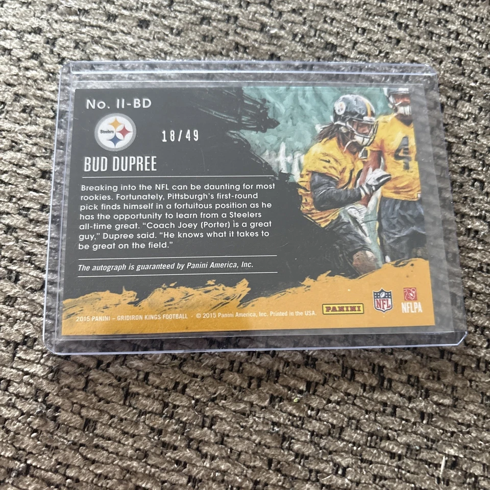 2015 Panini Gridiron Kings - Impressionist Ink Bud Dupree #II-BD Blue /49 AU RC - Image 3 of 3