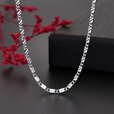 Real Solid 925 Sterling Silver Figaro Chain Necklace Men Women 16-22 Inch