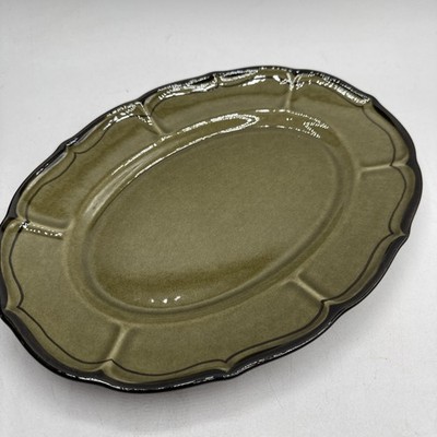 Metlox Poppy Trail La Mancha Green Stoneware Platter 10x7.5  Oval USA
