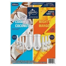 Glade Limited-Edition Cool Coconut Might Mango, 6 Scented Oil Refill + 2 Warmers