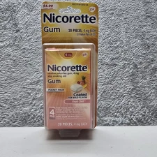 Nicorette Nicotine Gum Pocket Pack 4mg Fruit Chill 20 Stop Smoking Exp 10/2025