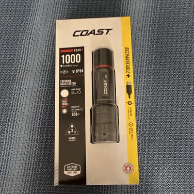 Coast G56R Rechargeable LED Flashlight 1000 Lumens IP54 Twist Focus 3 Modes 208m