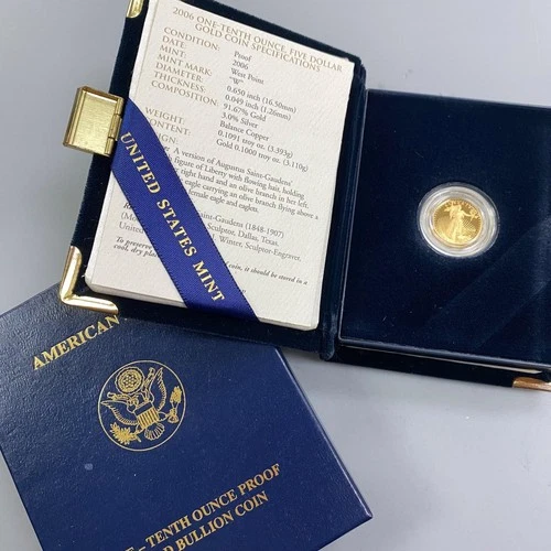 2006 W US Mint 1/10th ozt Proof Gold $5 Eagle Coin w/ogp L24102