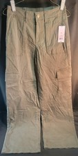 NWT Wild Fable XS Wide Leg Green Khaki Cargo Pants 31" Inseam Pockets Elastic