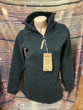 NEW FJALLRAVEN Ovik Wool Jacket Women's S Black Marbled Zip Side Slits