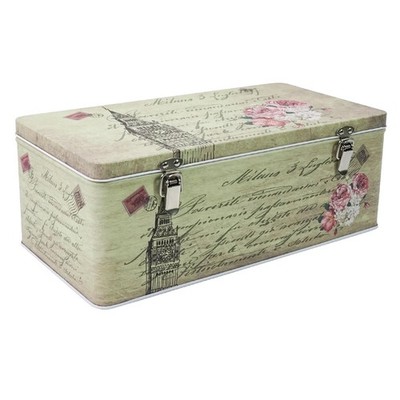 Tin Metal Keepsake Box, Small Storage Box with Hinged Lid, Vintage Decorative...
