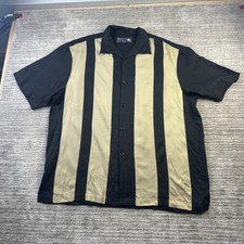 Nat Nast Shirt Mens Large Black Beige Camp Casual Bowling Silk Colorblock