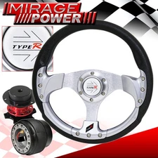 Competition Quick Release + Silver Fusion Style Steering Wheel For 09-11 Genesis