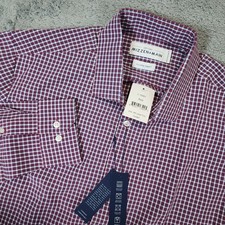 Mizzen Main Leeward Shirt Mens 2XL Red Gingham Check Trim Fit Long Sleeve NWT