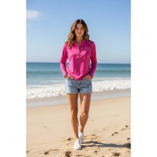 Vineyard Vines Rash Guard Womens Pink Quarter Zip Performance Swim Top Size S